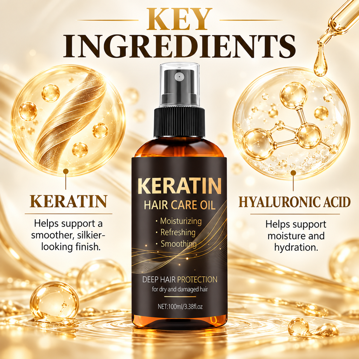 Keratin Hair Oil Leave-In Conditioner Spray