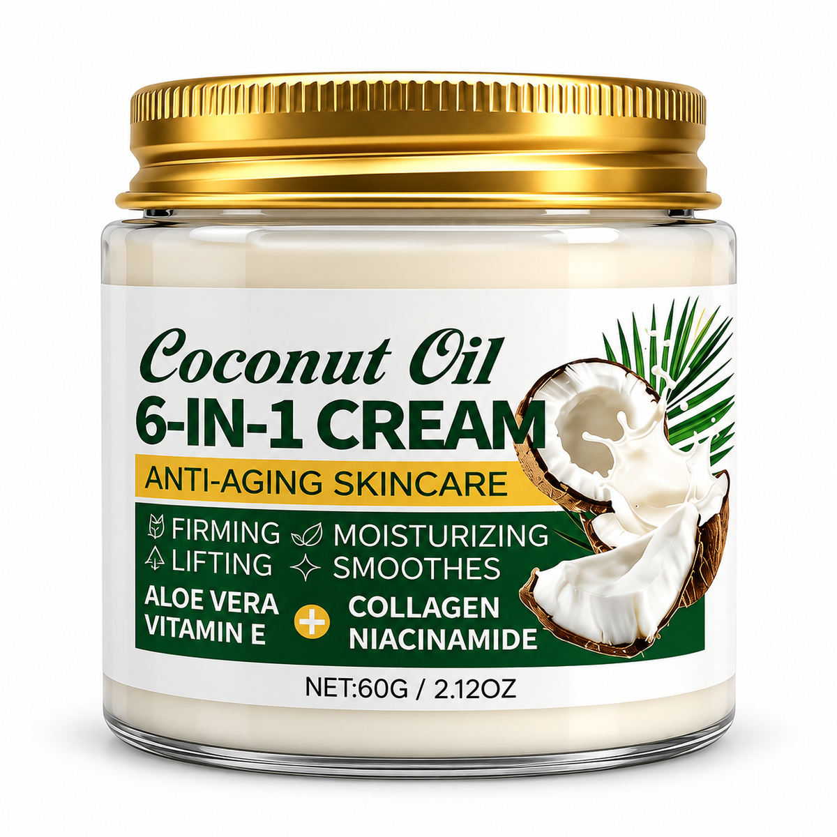 Coconut Oil Face Moisturizer 6-in-1 With Collagen & Niacinamide