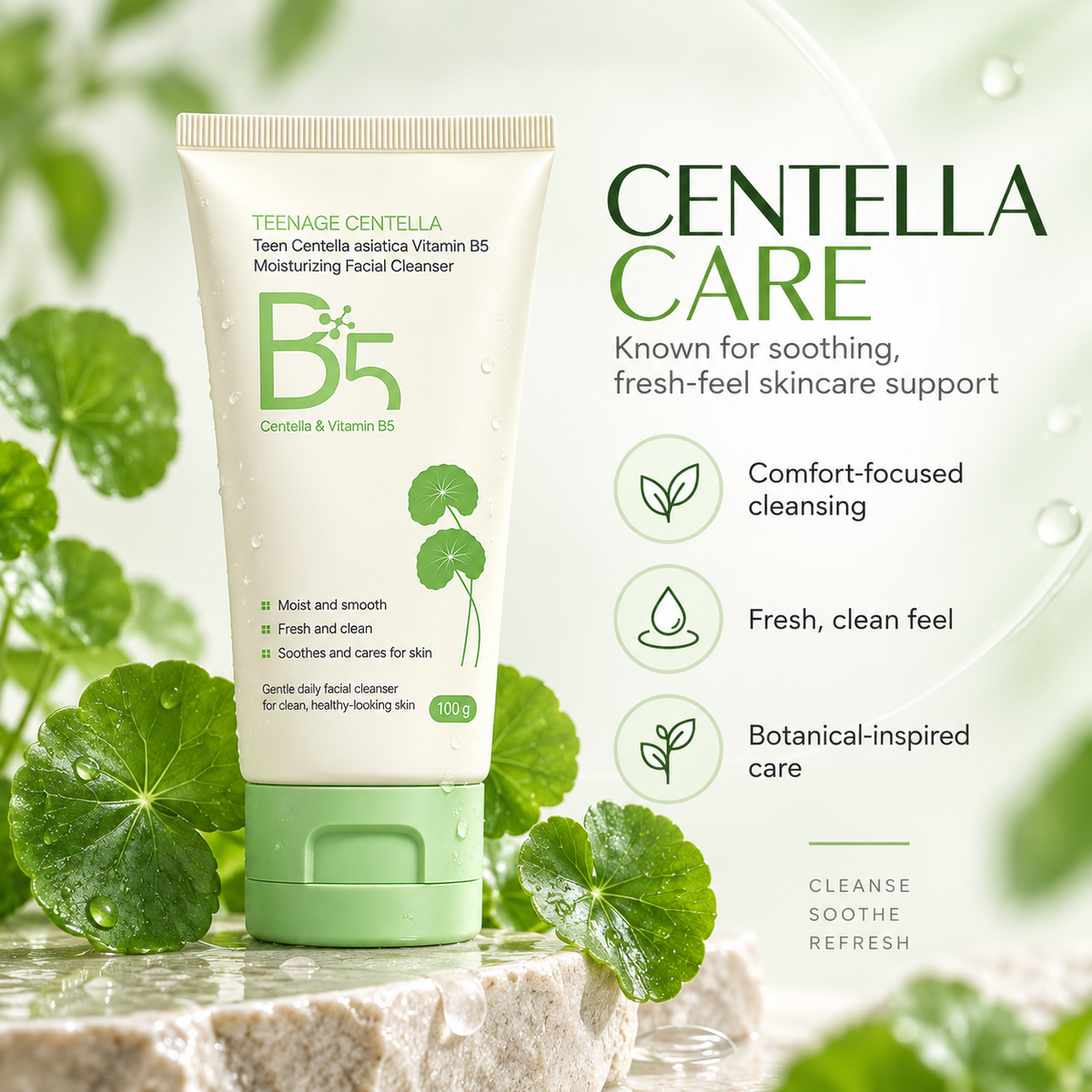 Centella Cleanser, Gentle Face Wash with Vitamin B5