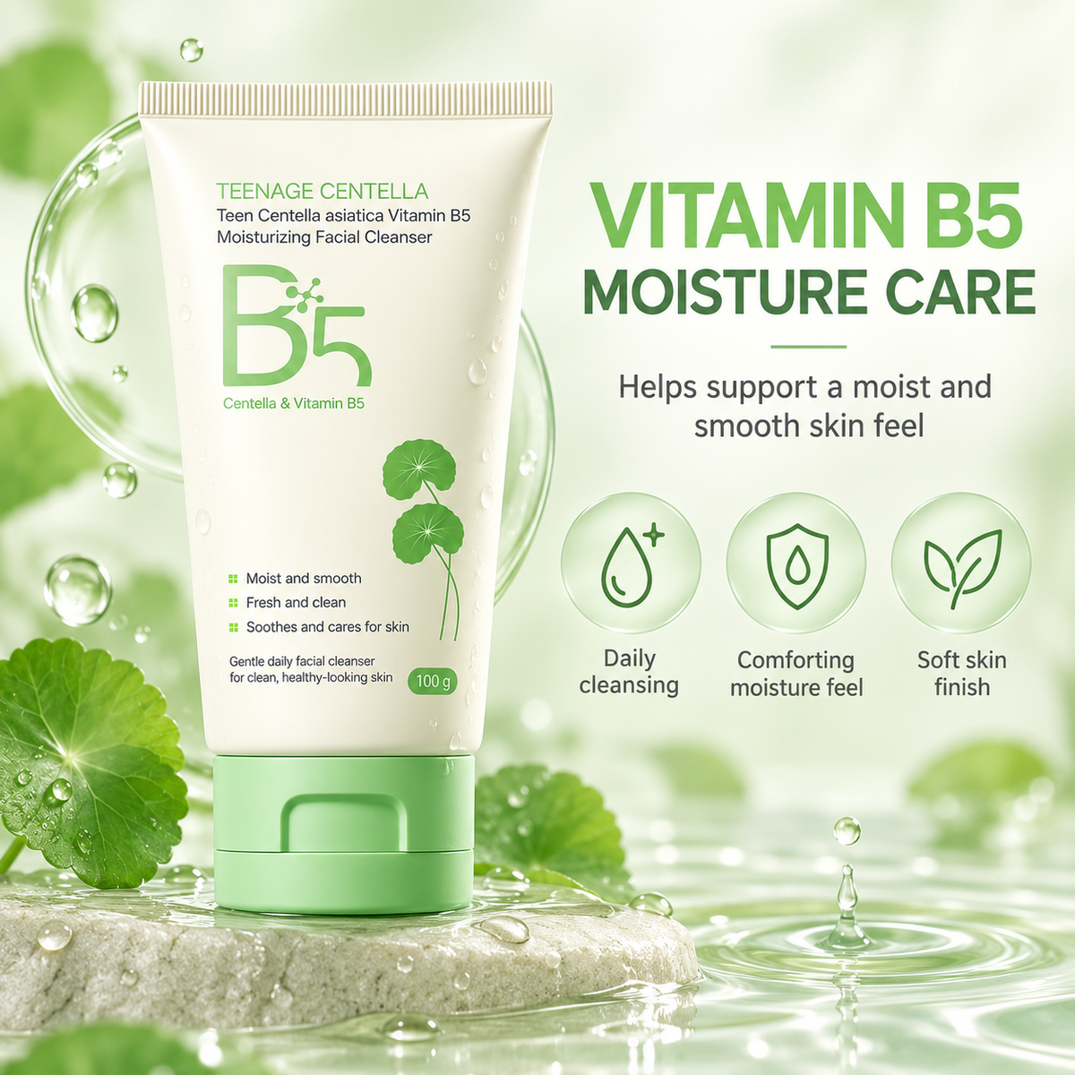 Centella Cleanser, Gentle Face Wash with Vitamin B5