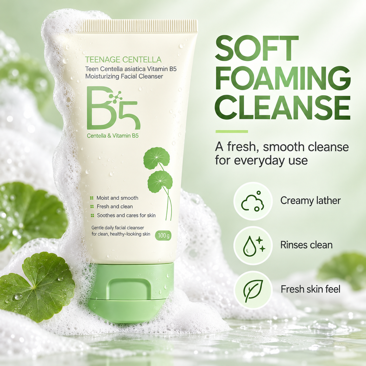 Centella Cleanser, Gentle Face Wash with Vitamin B5