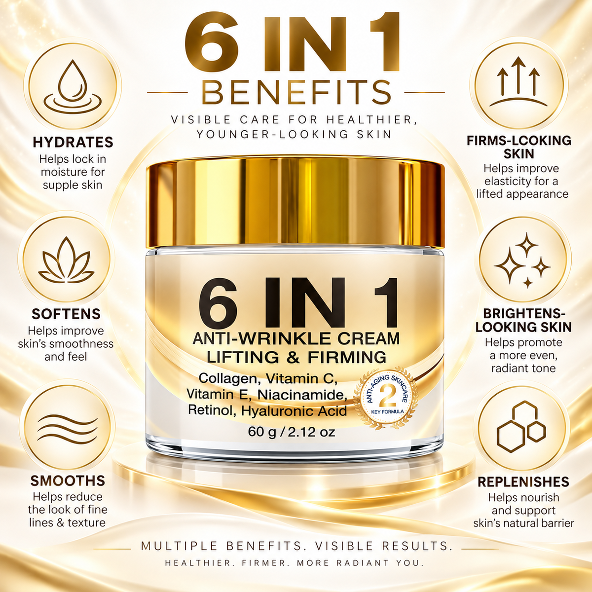 6-in-1 Anti-Wrinkle Retinol Face Cream, Lifting & Firming