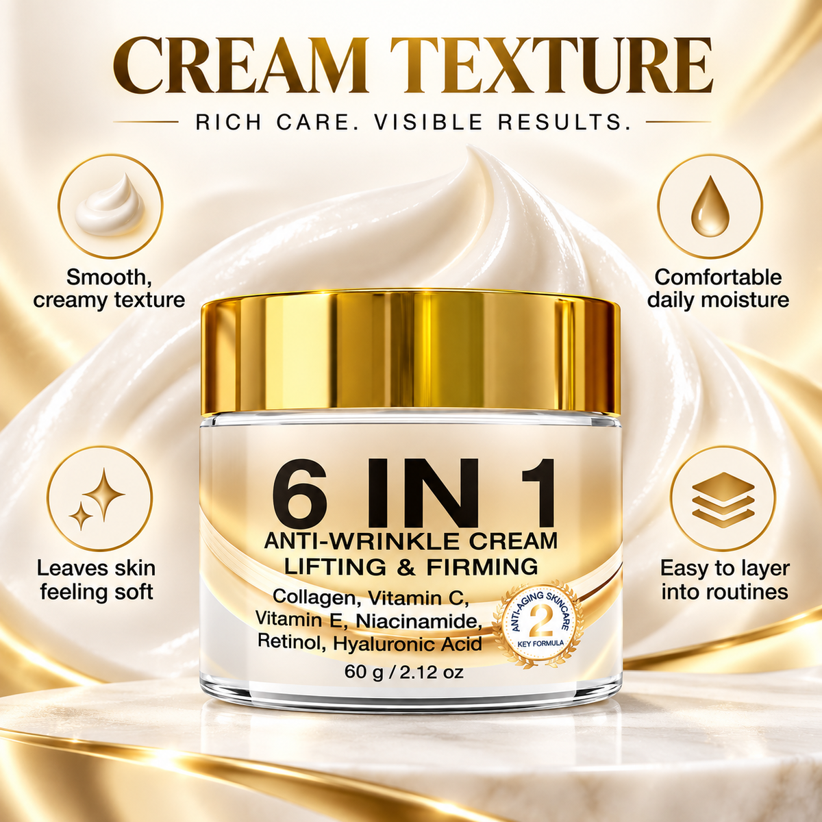6-in-1 Anti-Wrinkle Retinol Face Cream, Lifting & Firming