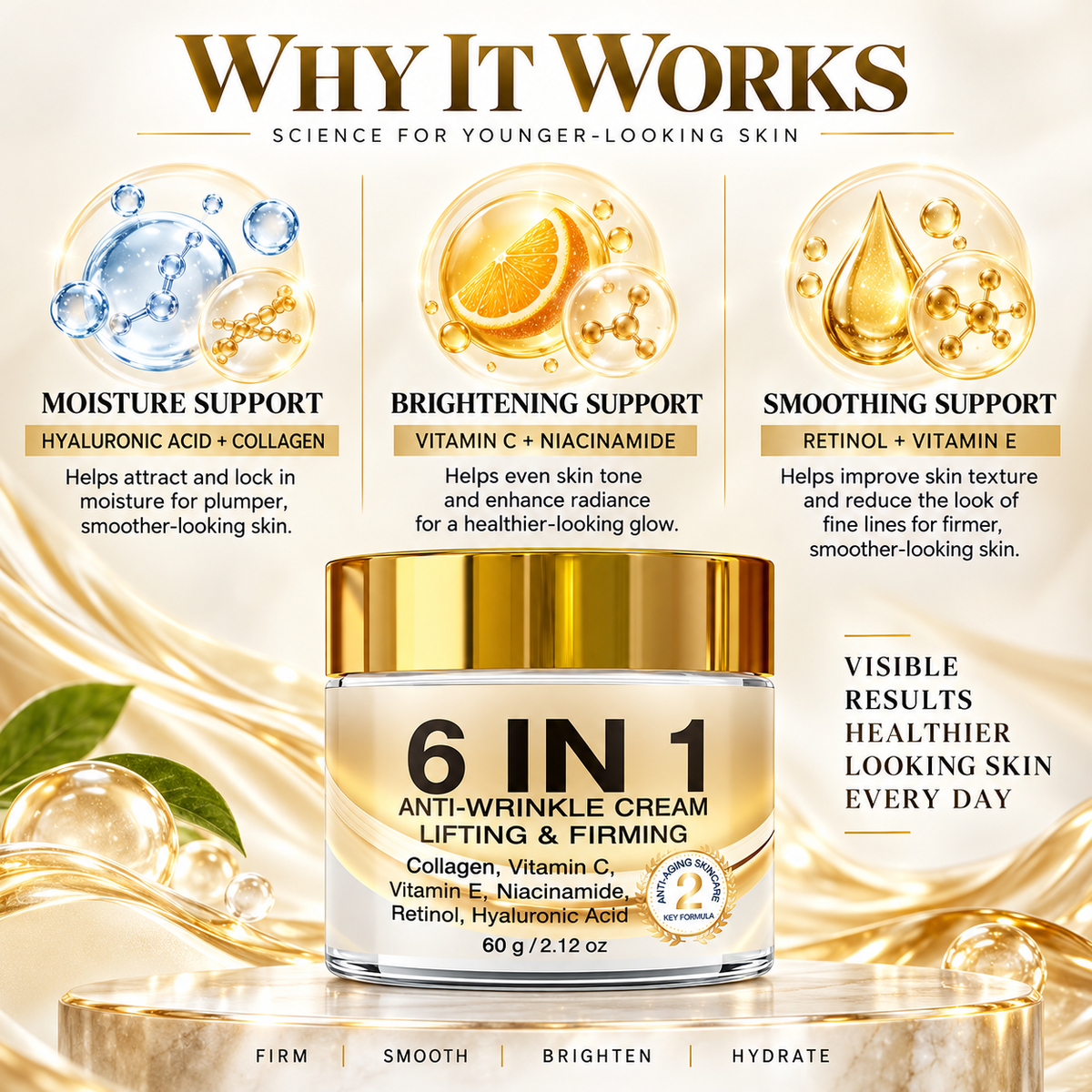 6-in-1 Anti-Wrinkle Retinol Face Cream, Lifting & Firming