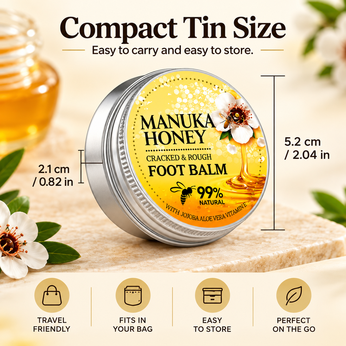 Manuka Honey Foot Balm for Dry Cracked Heels & Rough Feet