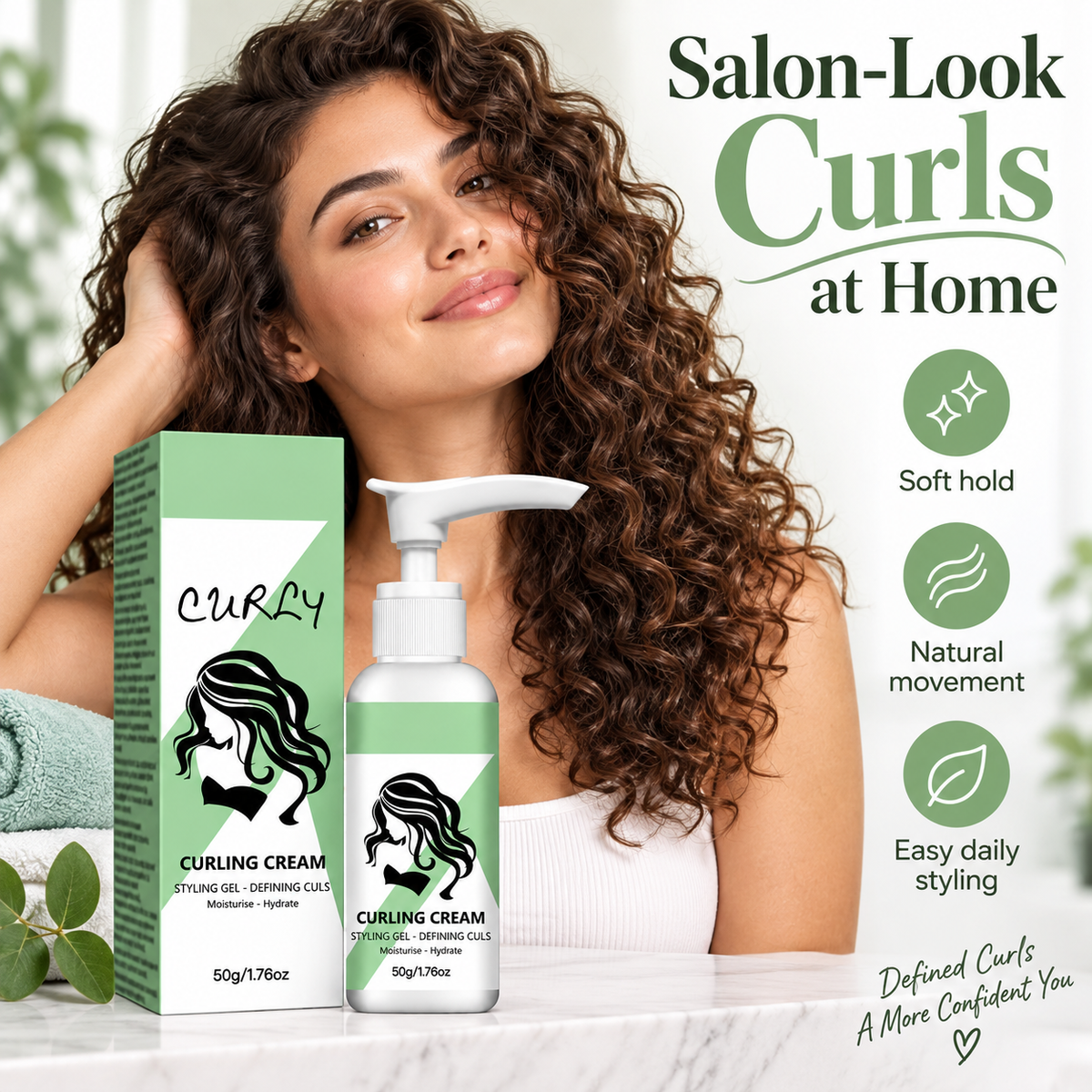 Hydrating Curl Cream for Curly Hair, Defining Curls