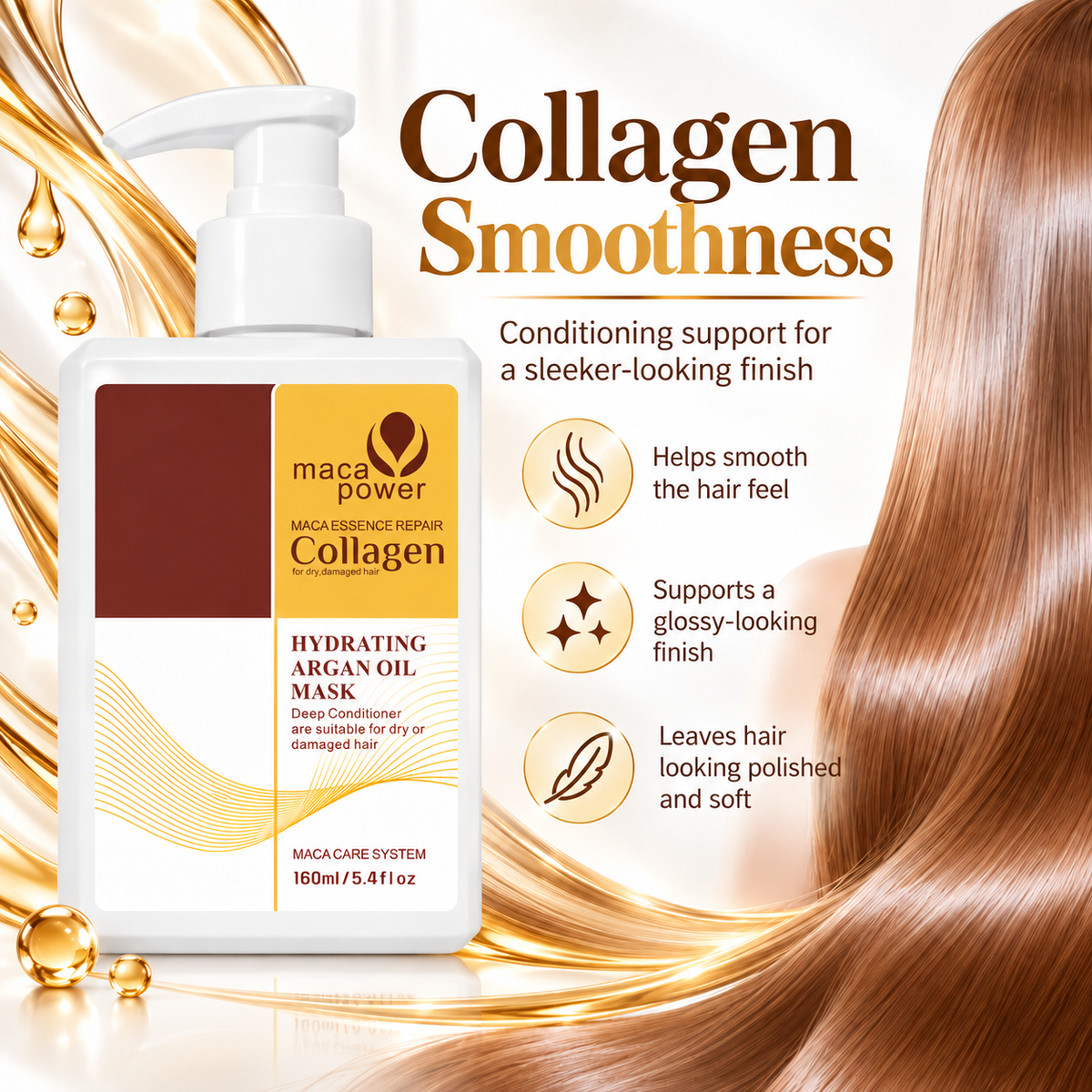 Maca Power Collagen Hair Mask with Argan Oil for Damaged Hair