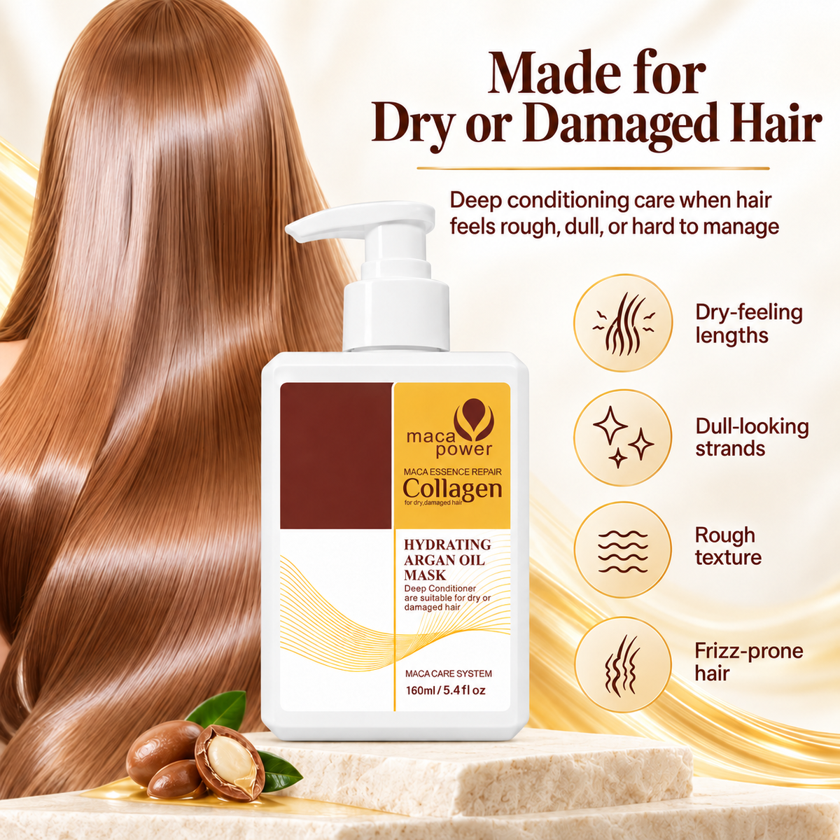 Maca Power Collagen Hair Mask with Argan Oil for Damaged Hair