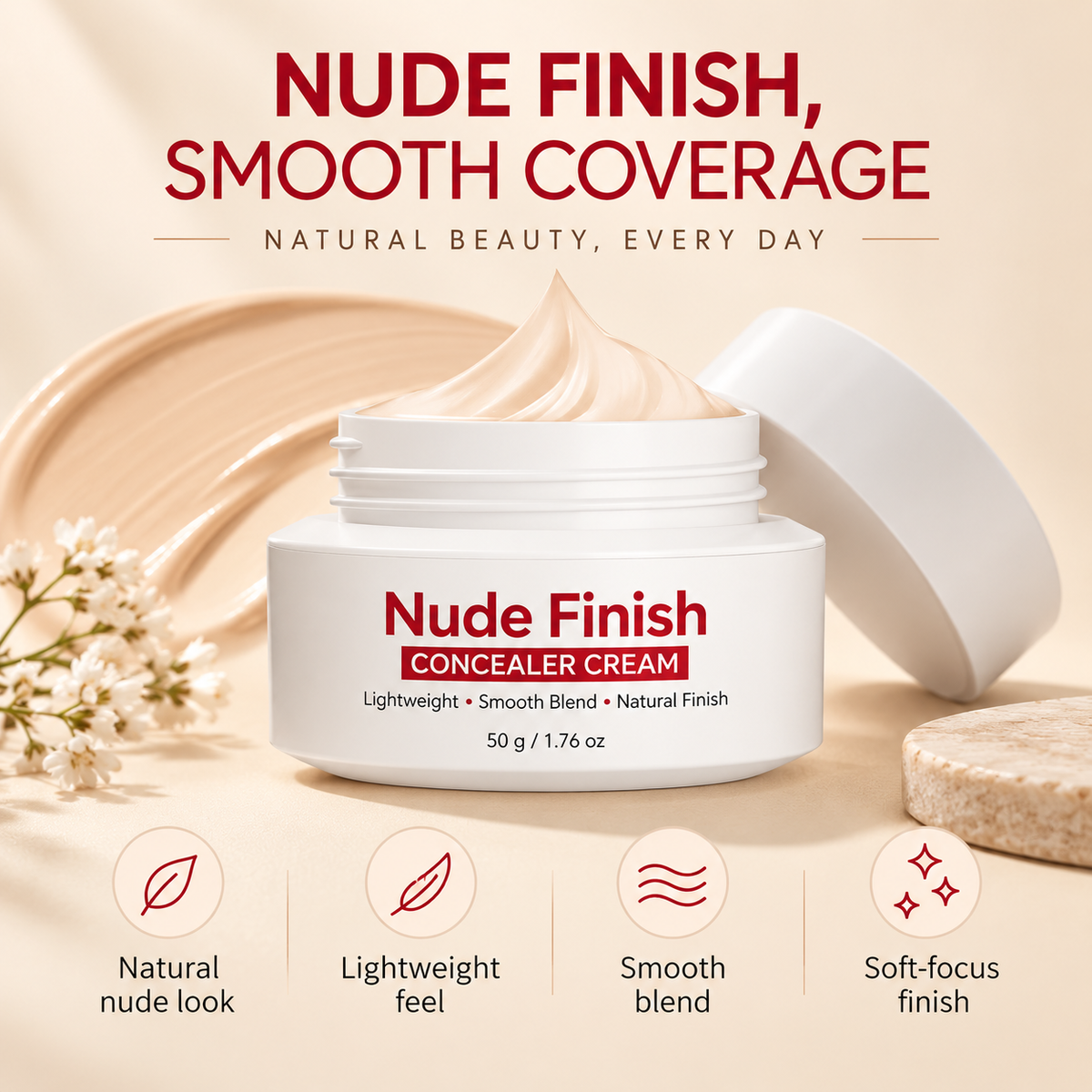 Cream Concealer for Face, Natural Finish