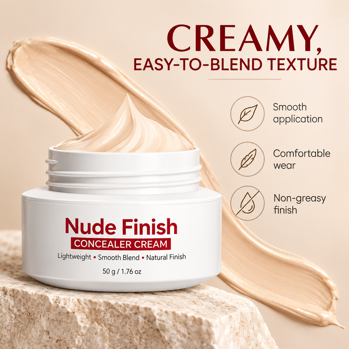Cream Concealer for Face, Natural Finish