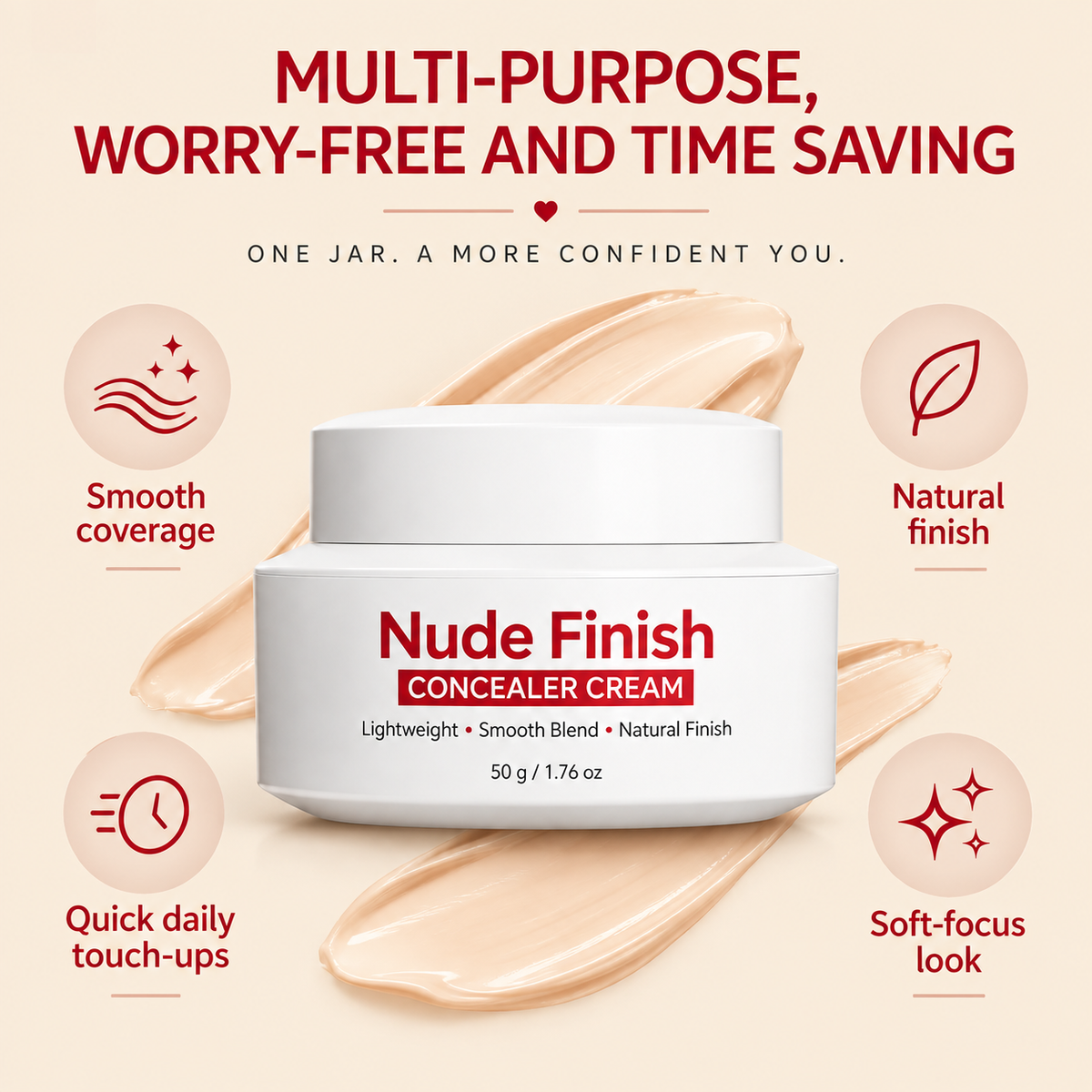 Cream Concealer for Face, Natural Finish