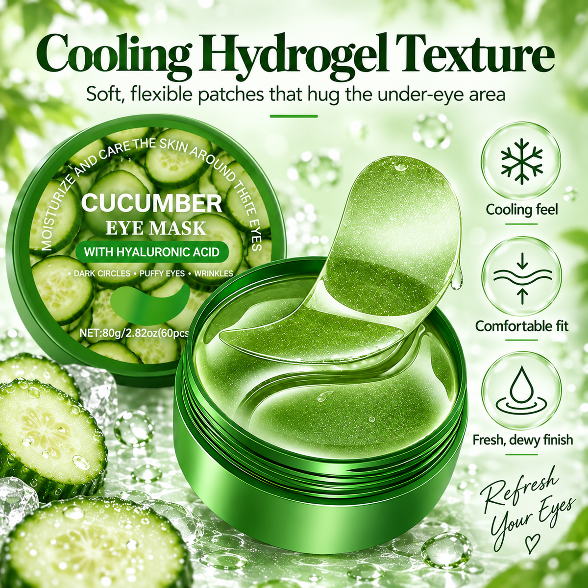 Cucumber Under Eye Patches with Hyaluronic Acid