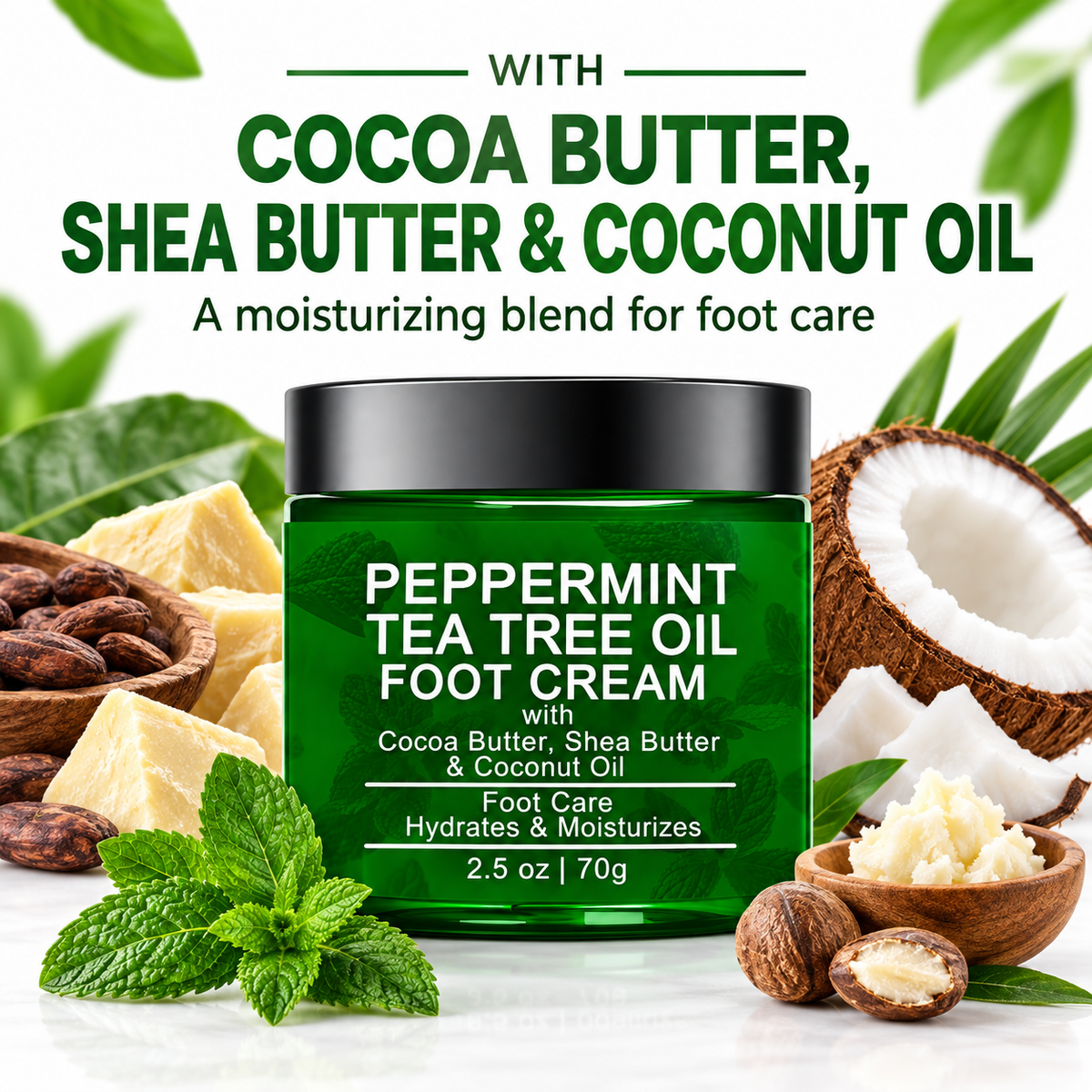 Peppermint Tea Tree Oil Foot Cream for Dry Feet