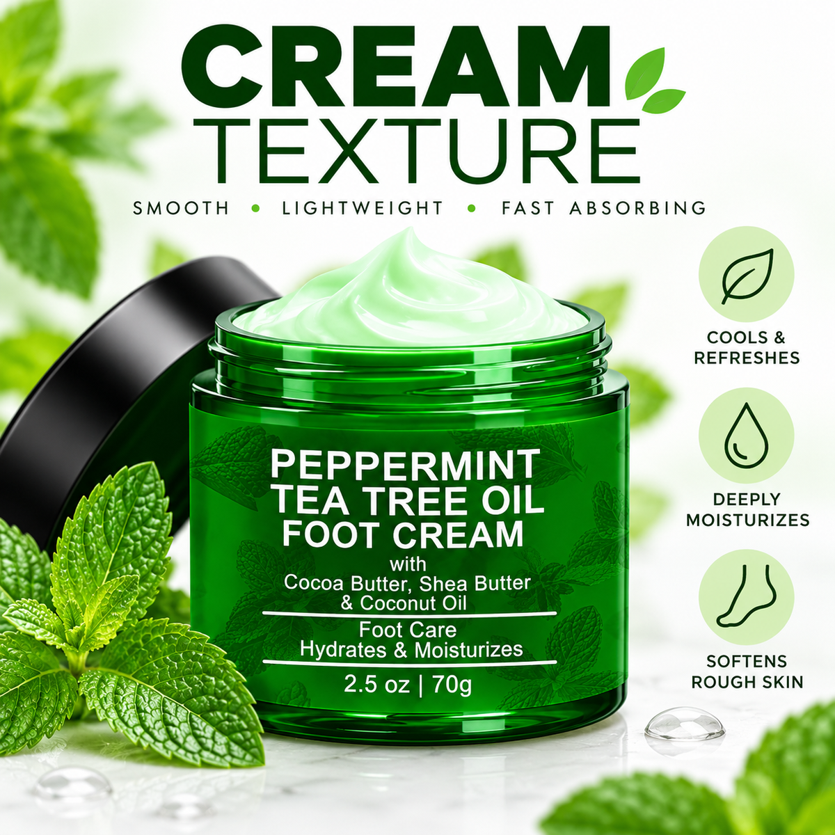 Peppermint Tea Tree Oil Foot Cream for Dry Feet