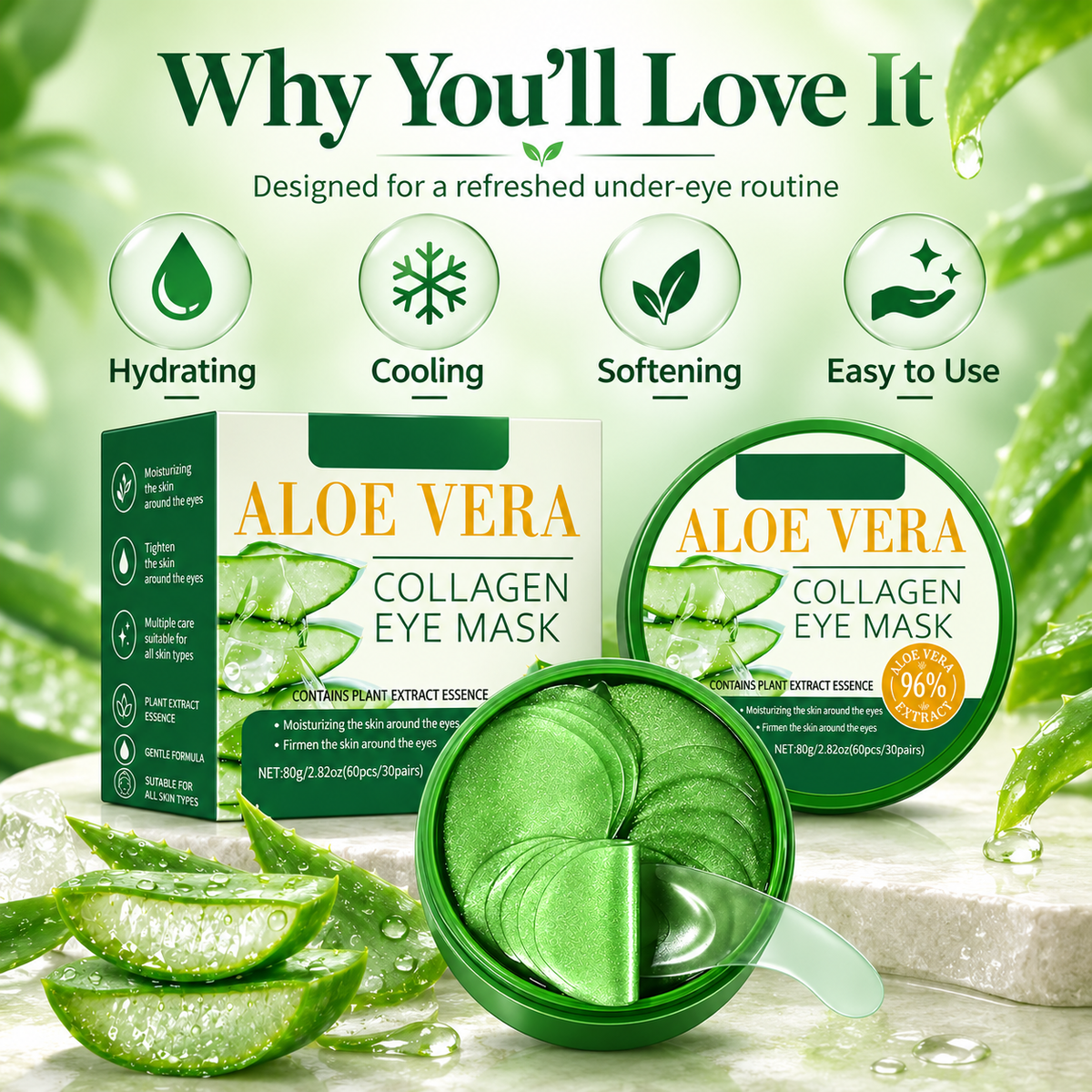 Aloe Vera Collagen Under Eye Patches for Dark Circles