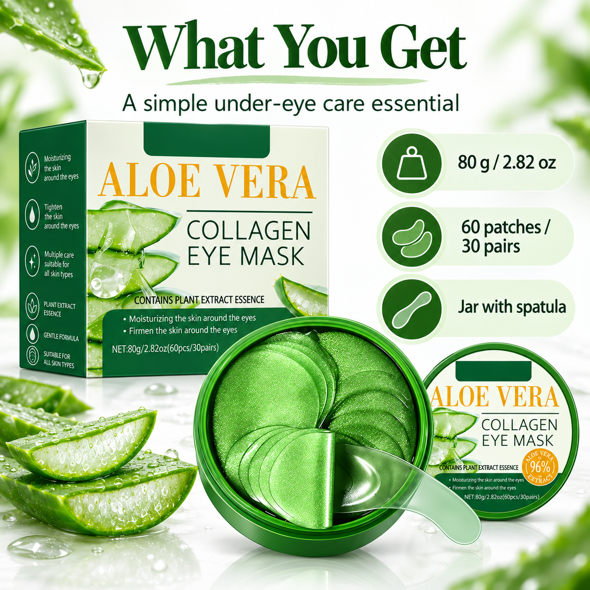 Aloe Vera Collagen Under Eye Patches for Dark Circles