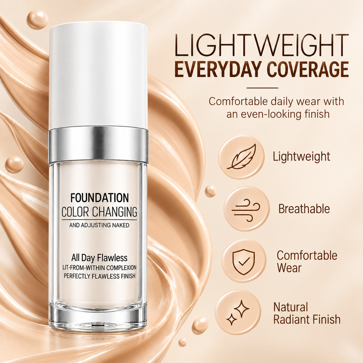 Color Changing Foundation, Skin Tone Adapting Liquid Makeup