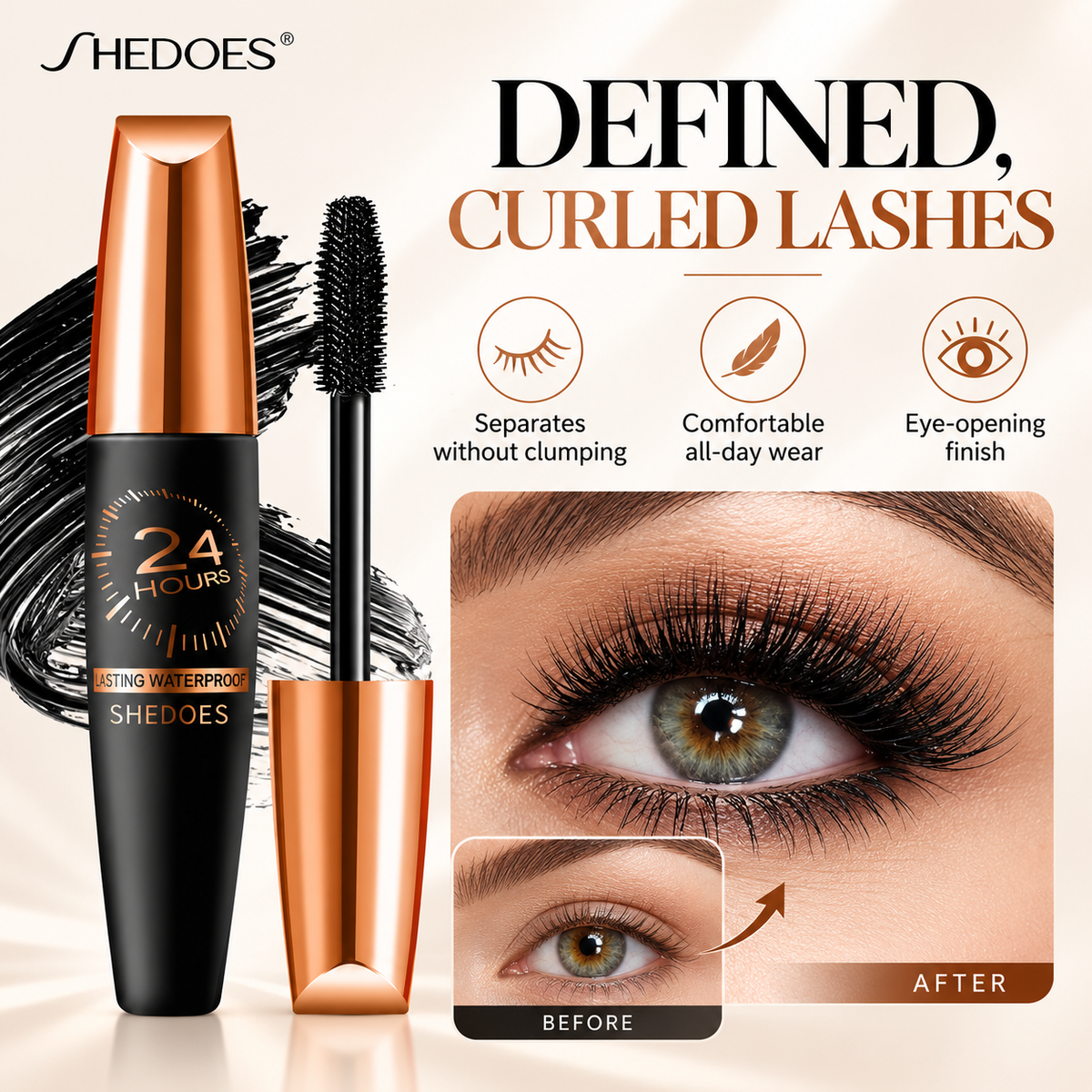 SHEDOES 24 Hours Waterproof Lengthening & Volumizing Mascara