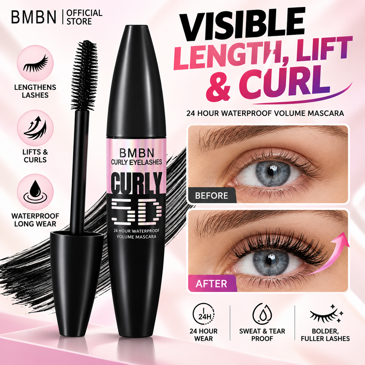 BMBN Curly 5D Waterproof Volumizing & Lengthening Mascara