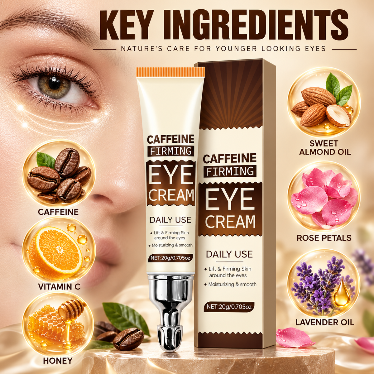 Caffeine Firming Eye Cream for Dark Circles & Puffiness