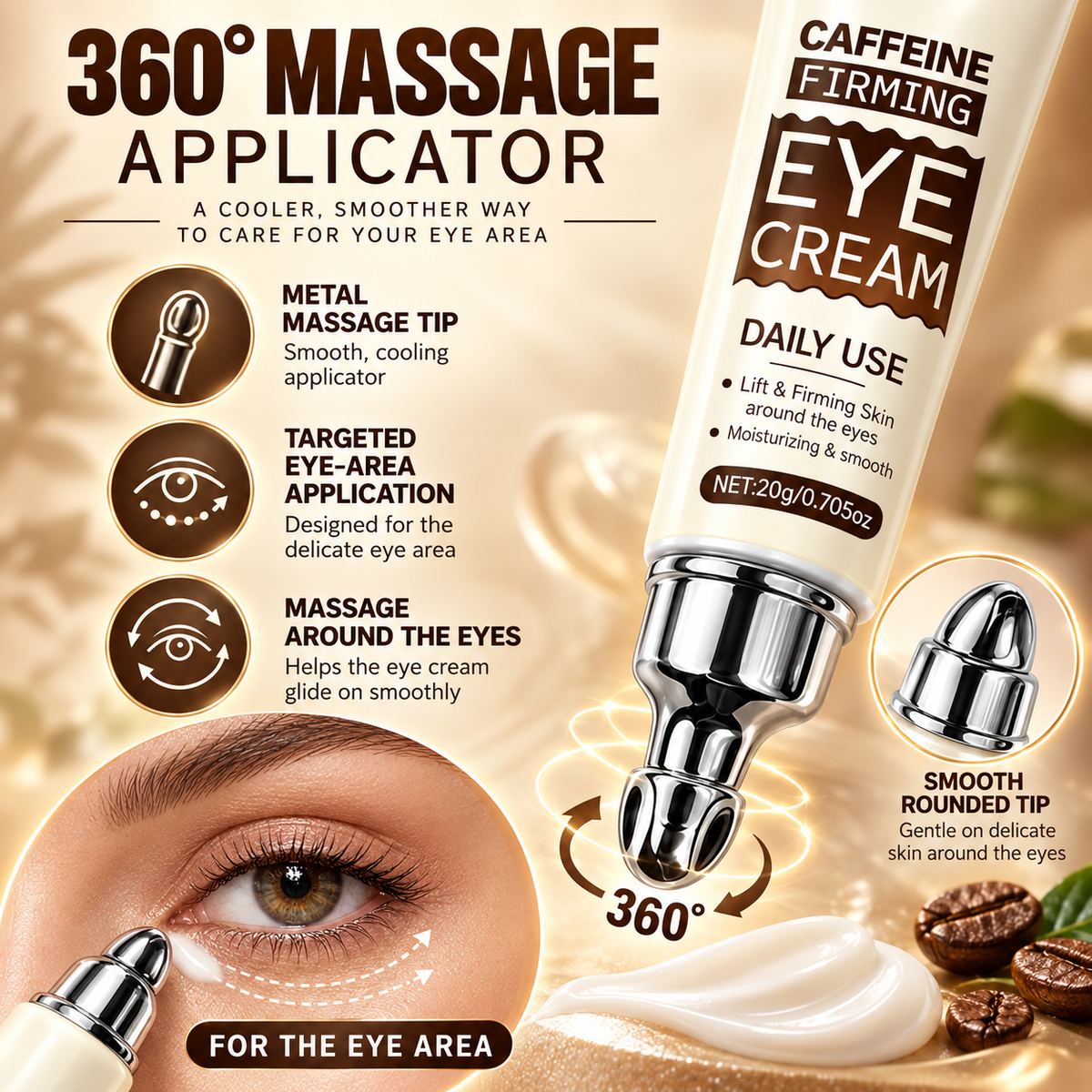 Caffeine Firming Eye Cream for Dark Circles & Puffiness