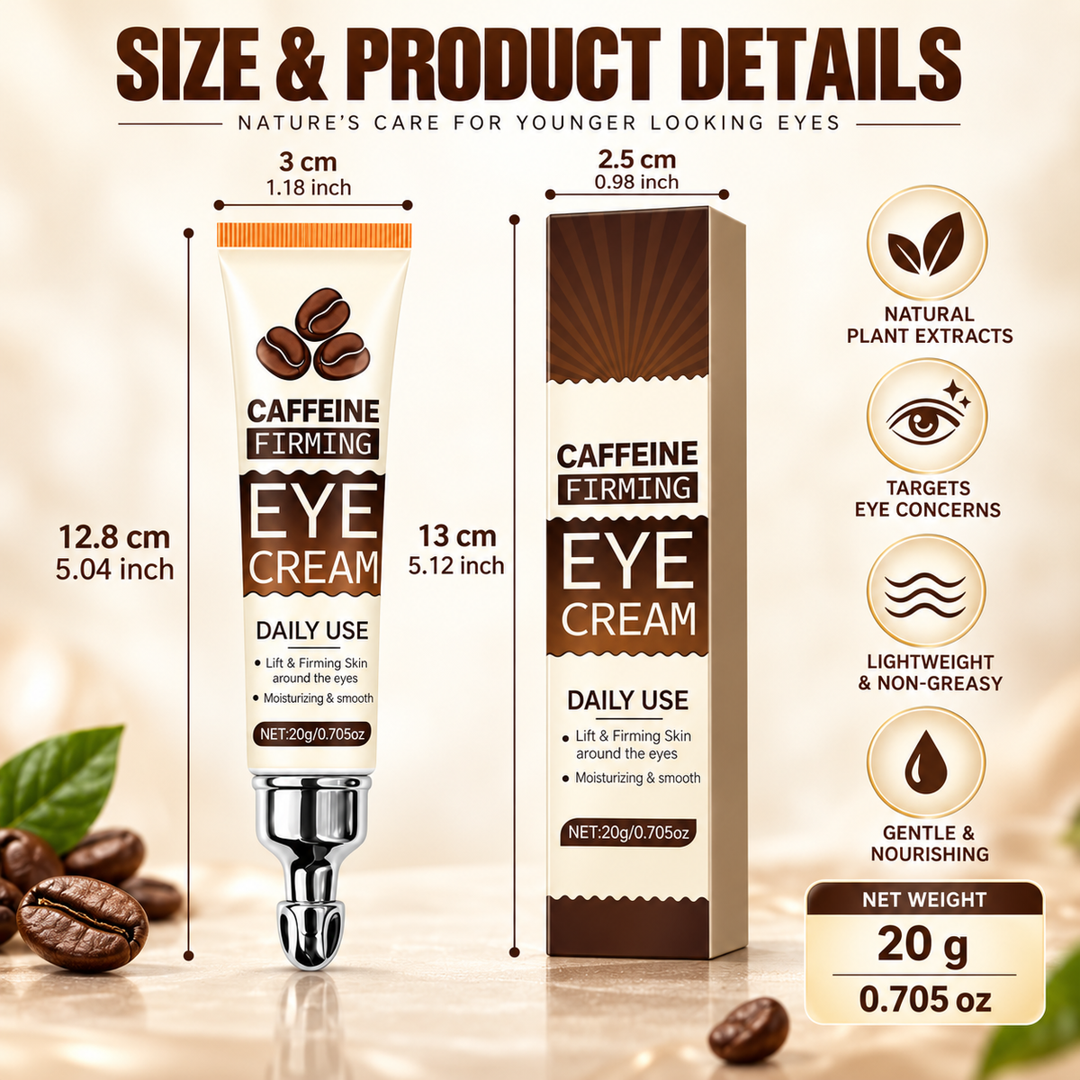 Caffeine Firming Eye Cream for Dark Circles & Puffiness