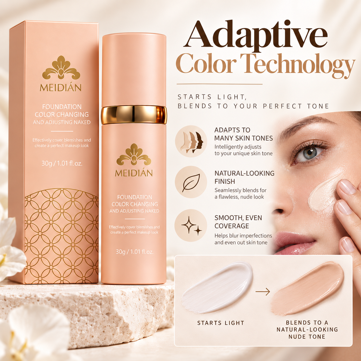 Color Changing Liquid Foundation Makeup for Natural Coverage
