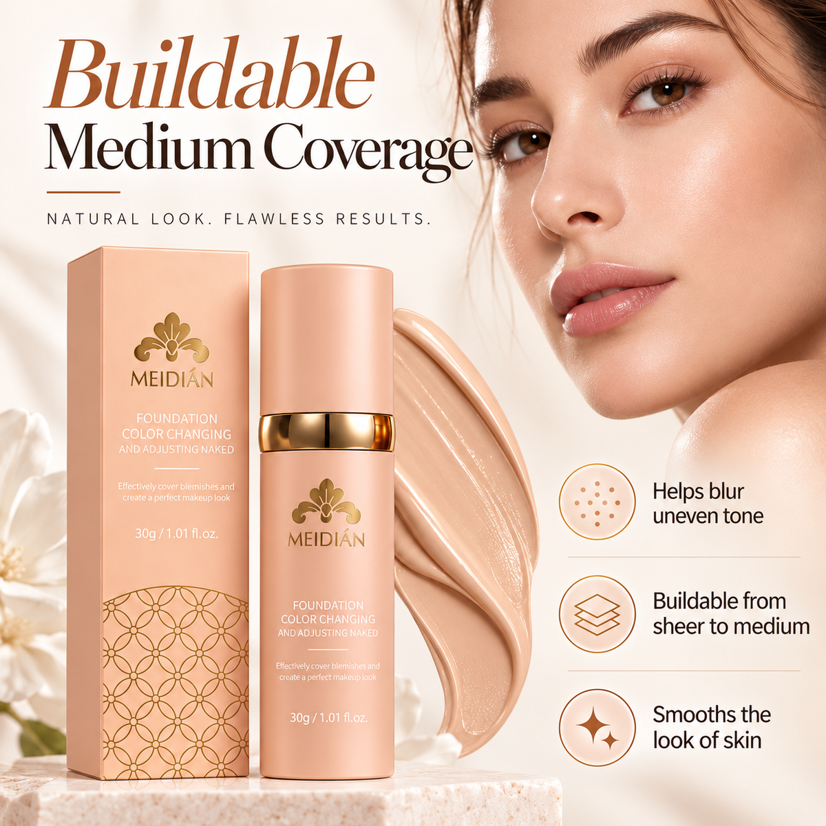 Color Changing Liquid Foundation Makeup for Natural Coverage