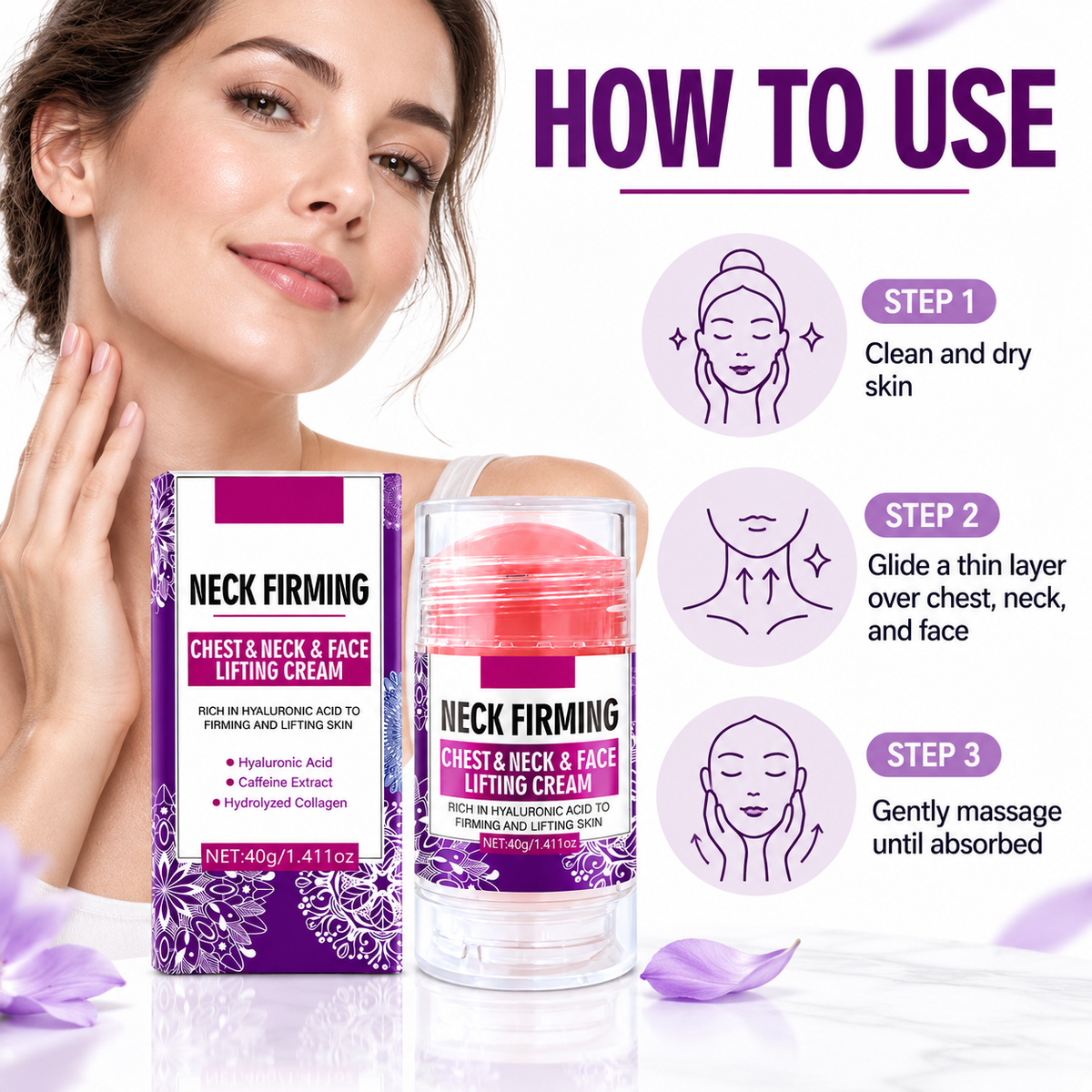 Neck Firming Cream Stick, Lifting Cream for Face and Chest