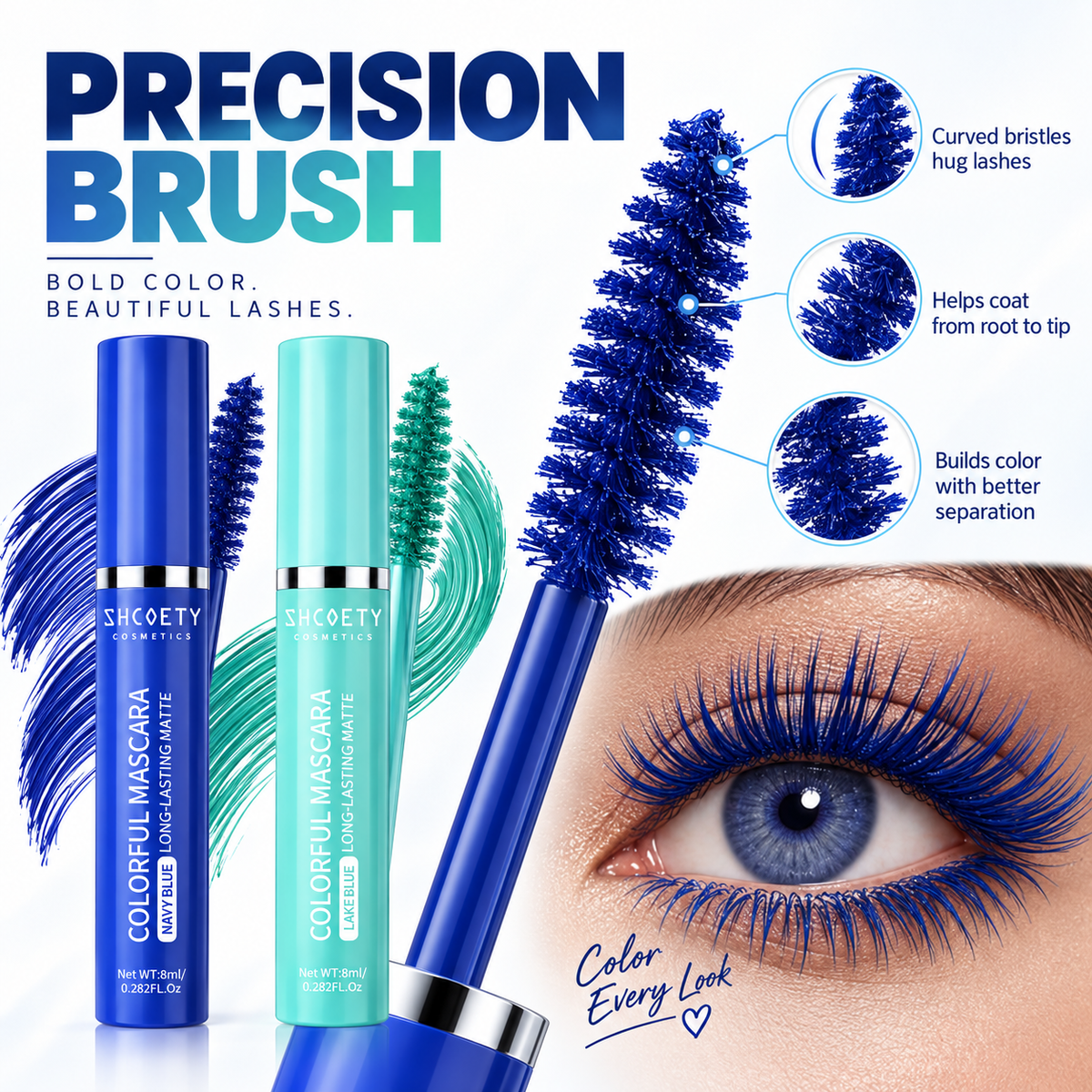 SHCOETY Colorful Mascara Navy Blue & Green Set