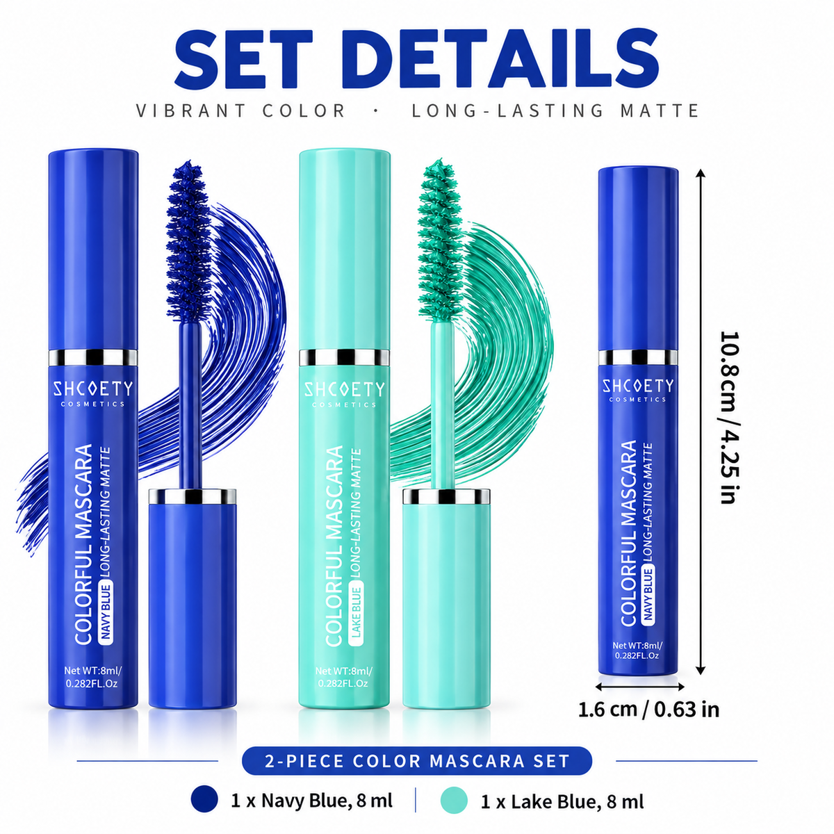 SHCOETY Colorful Mascara Navy Blue & Green Set