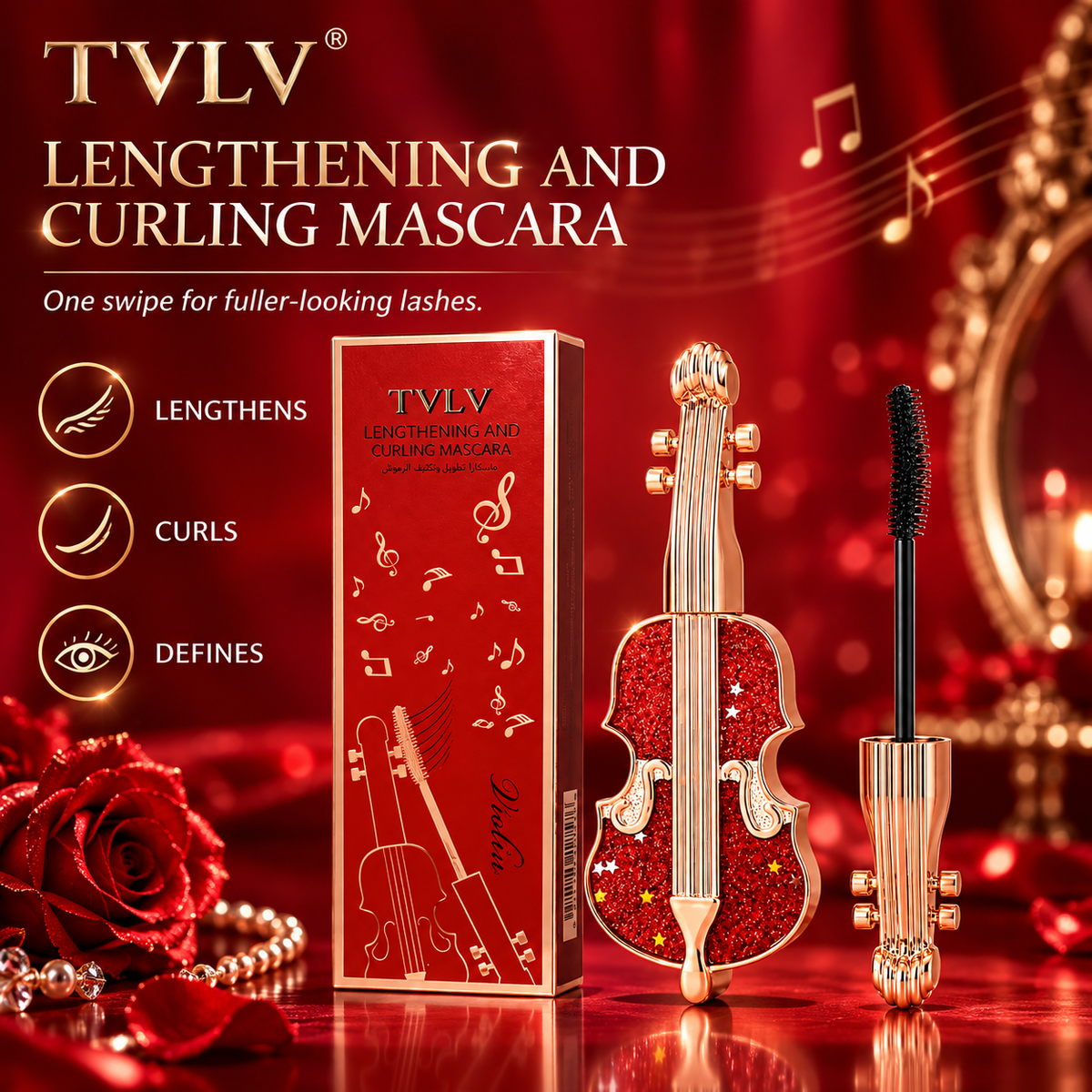 TVLV Violin Mascara for Length, Volume & Waterproof Wear
