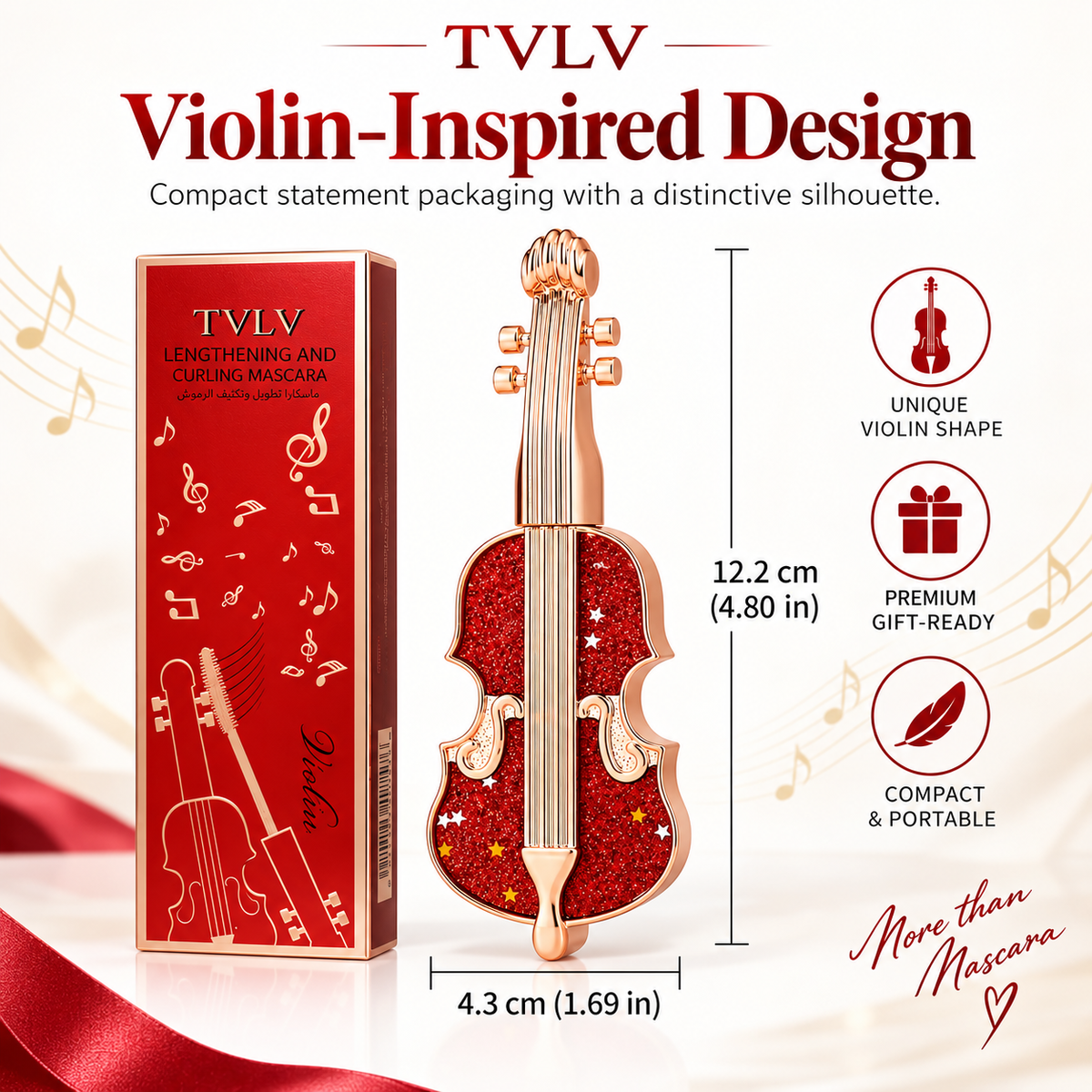 TVLV Violin Mascara for Length, Volume & Waterproof Wear