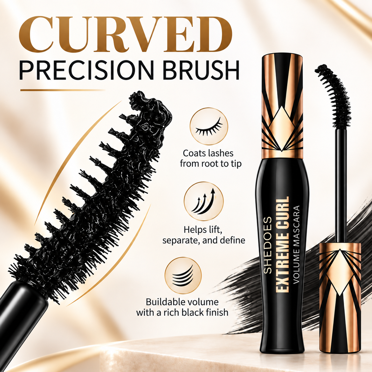 SHEDOES Extreme Curl Volume Mascara with Curved Brush