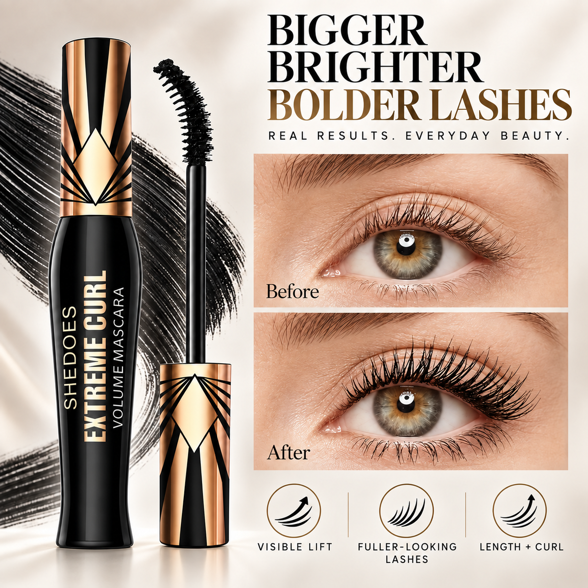 SHEDOES Extreme Curl Volume Mascara with Curved Brush