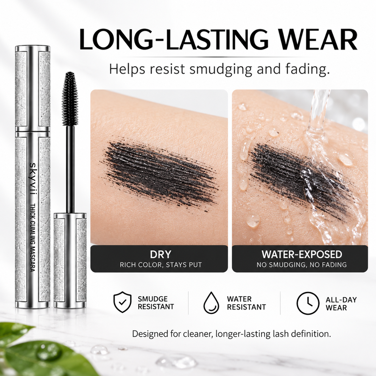 SKYVII Thick Curling Mascara, Waterproof & Lengthening