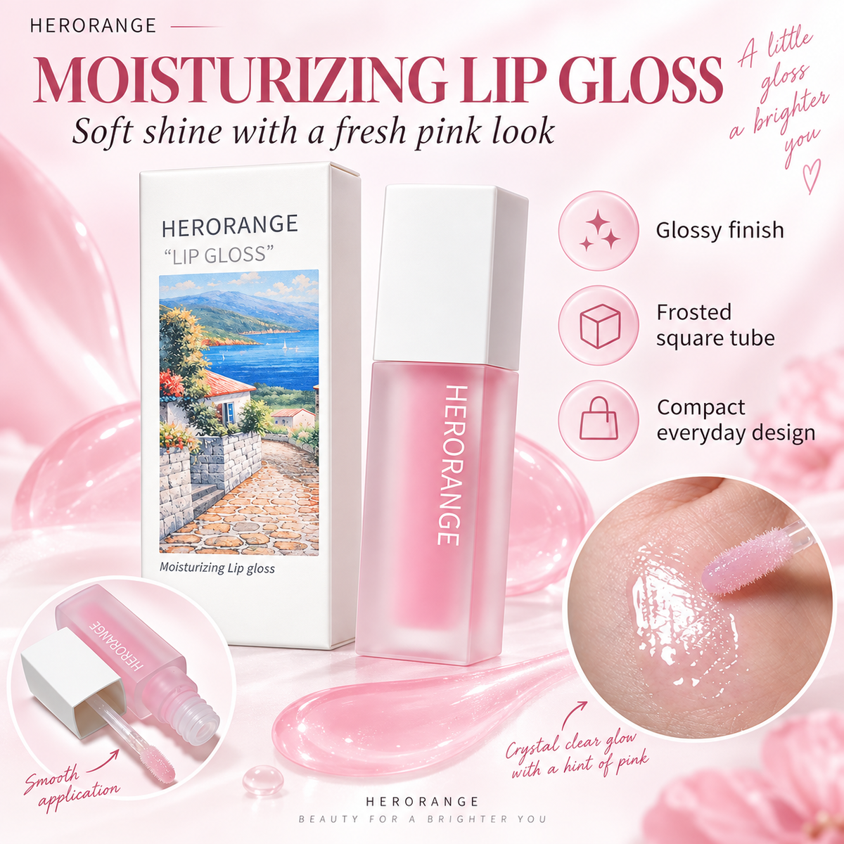 HERORANGE Moisturizing Lip Gloss, Hydrating Jelly