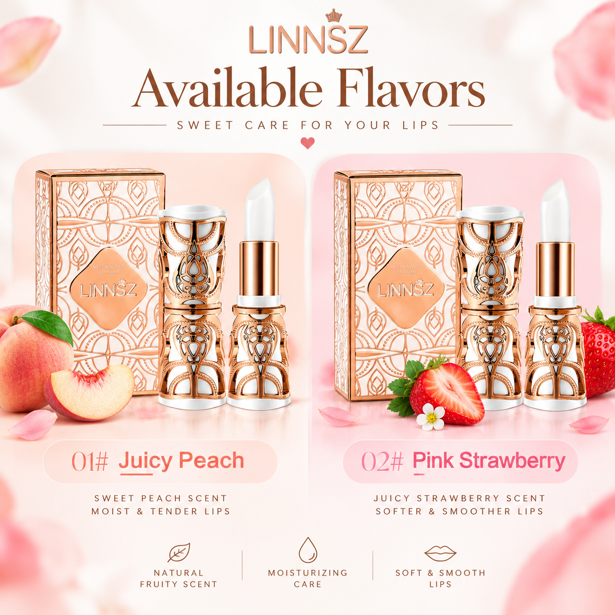LINNSZ Hydrating Lip Balm for Dry Lips, Glossy Finish