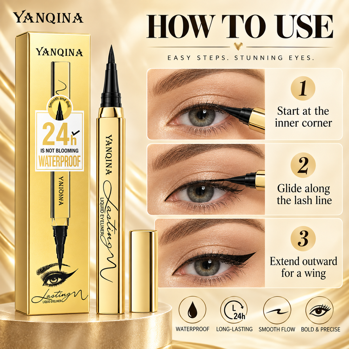 YANQINA Waterproof Liquid Eyeliner Pen