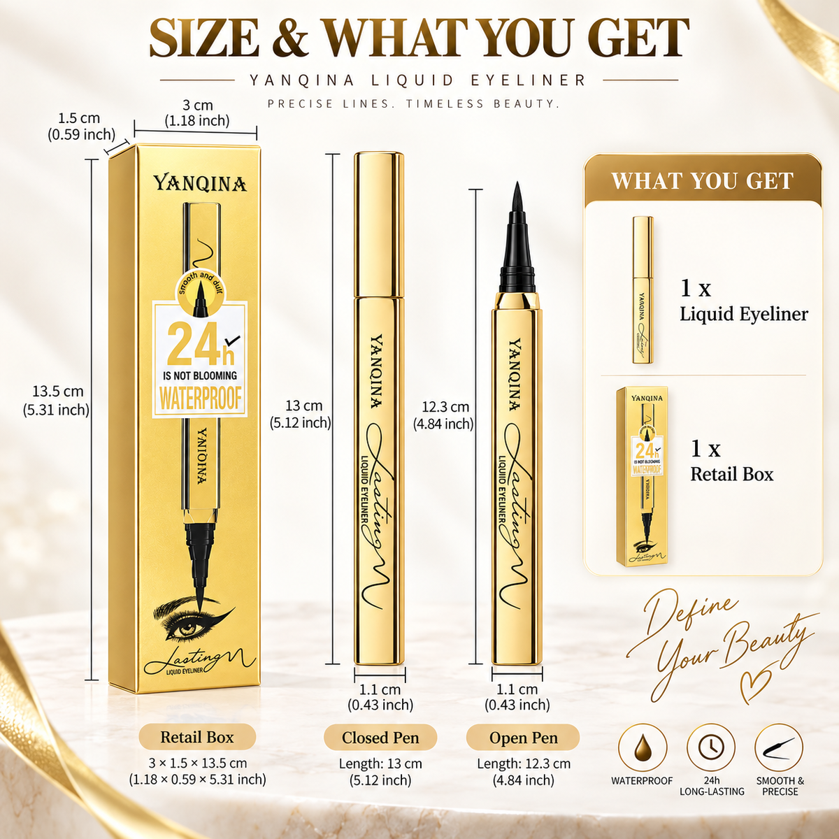 YANQINA Waterproof Liquid Eyeliner Pen