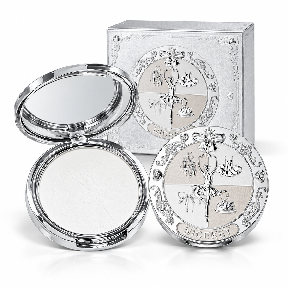 NICEKEY Pink Ballet Pressed Powder Compact
