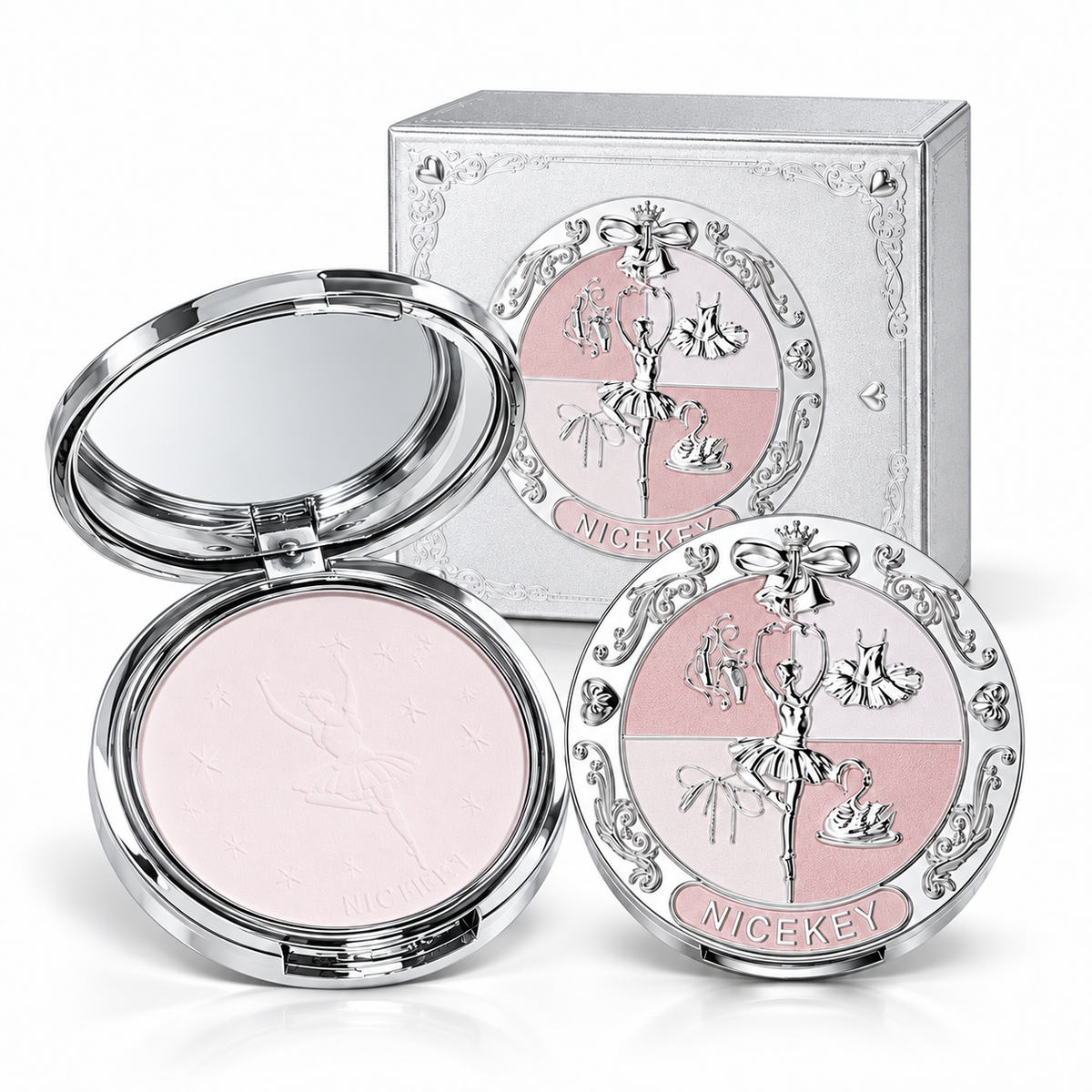 NICEKEY Pink Ballet Pressed Powder Compact