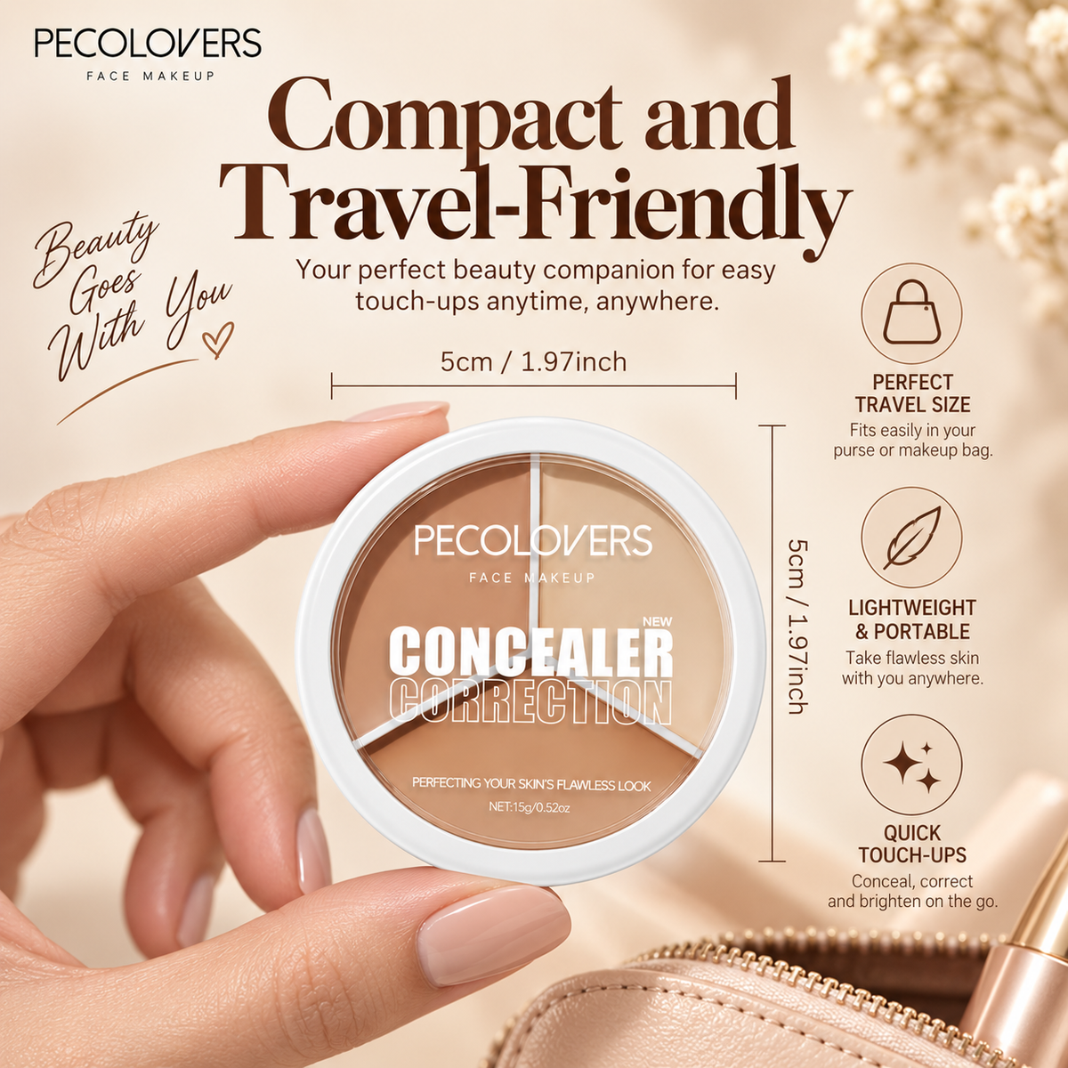 PECOLOVERS 3-Color Cream Concealer Correction Palette
