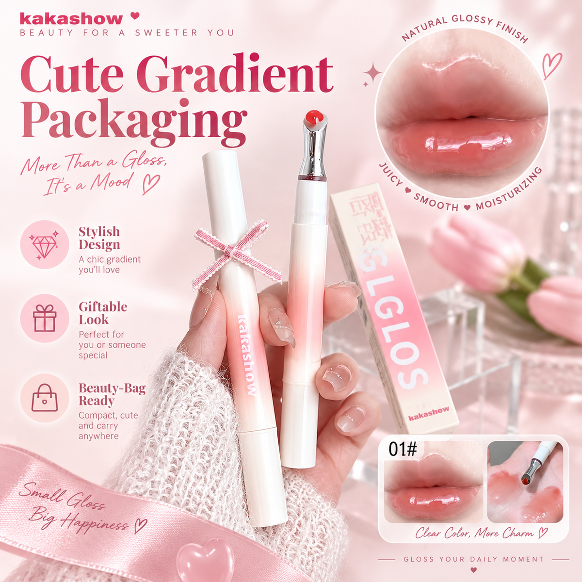 Kakashow Waterproof Moisturizing Lip Gloss & Tinted Lip Oil