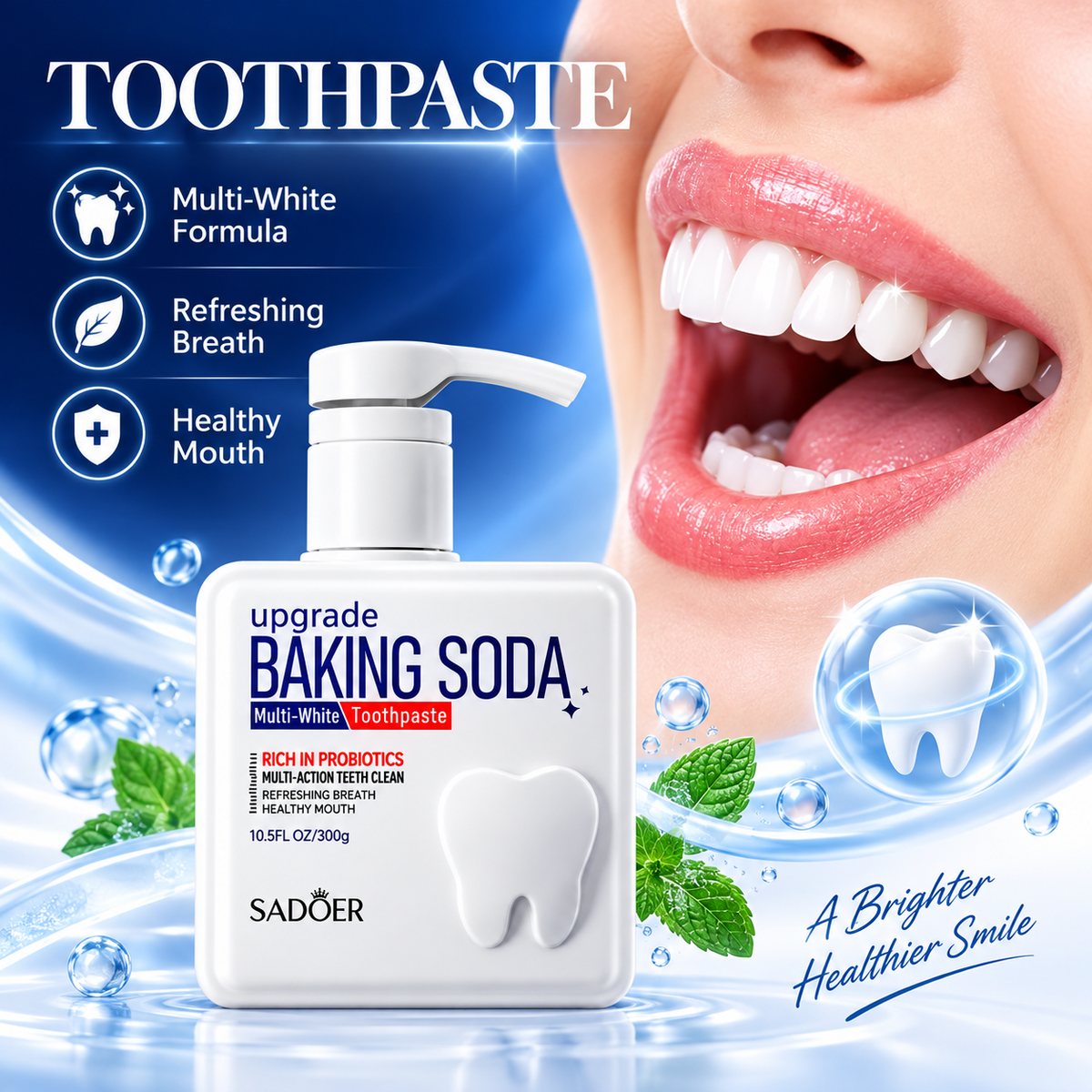 SADOER Baking Soda Probiotic Whitening Toothpaste 300g