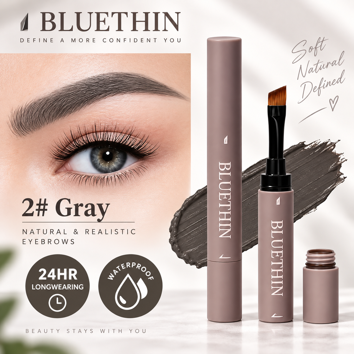 BLUETHIN Double-Ended Waterproof Eyebrow Cream Pomade