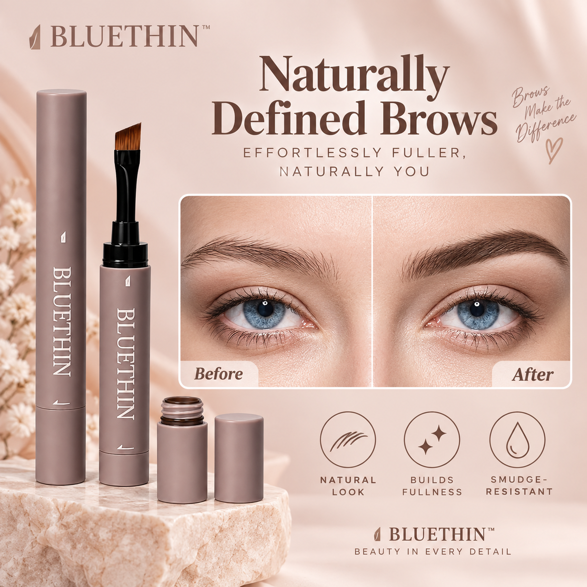 BLUETHIN Double-Ended Waterproof Eyebrow Cream Pomade