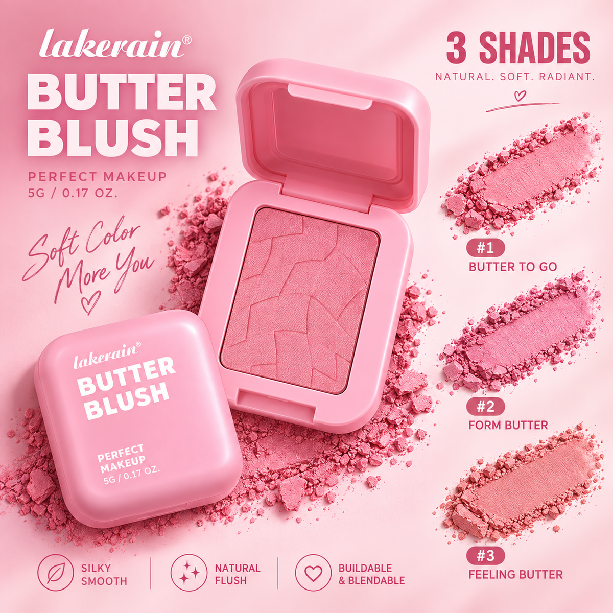 Lakerain Butter Blush Waterproof Long Lasting Powder Blush