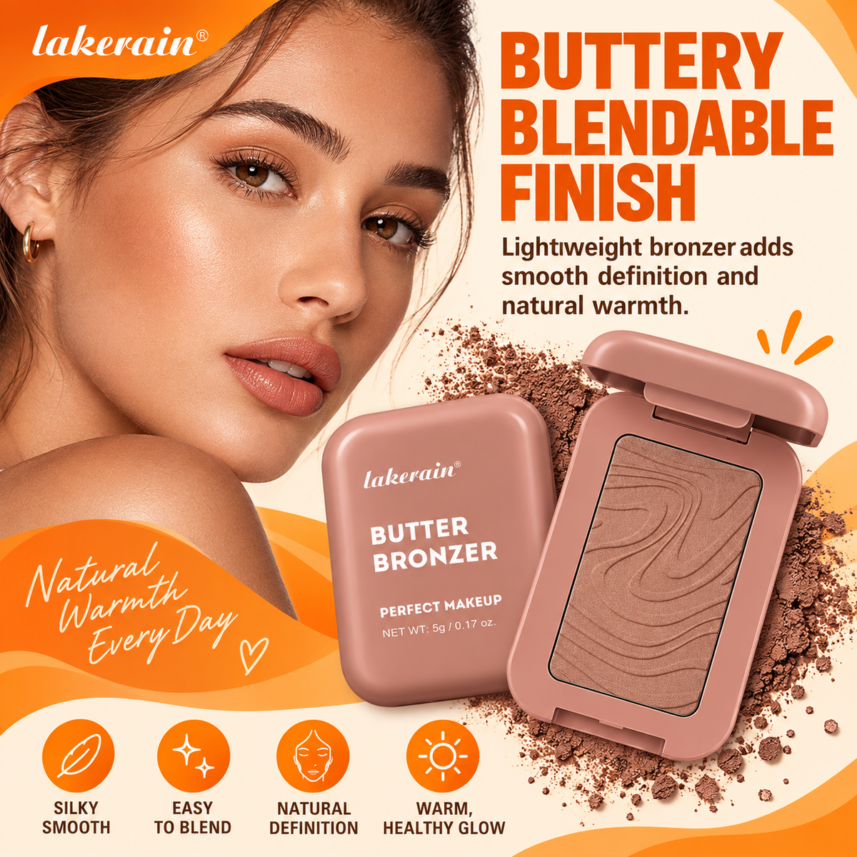 Lakerain Butter Bronzer Pressed Powder Bronzer for Face