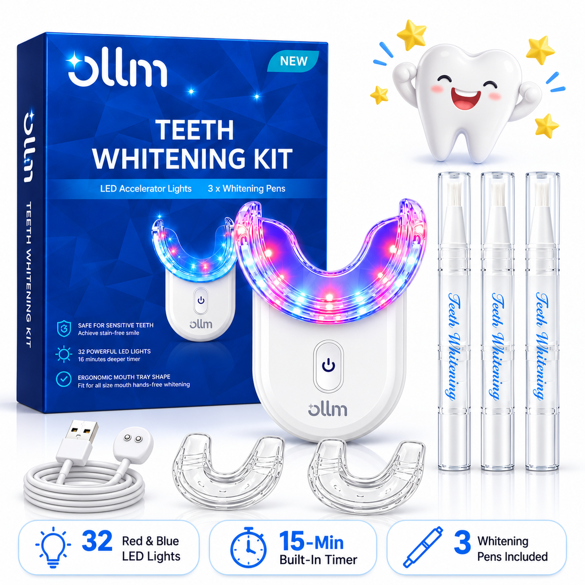 Ollm Teeth Whitening Kit with Gel Pens 35% Carbamide Peroxide